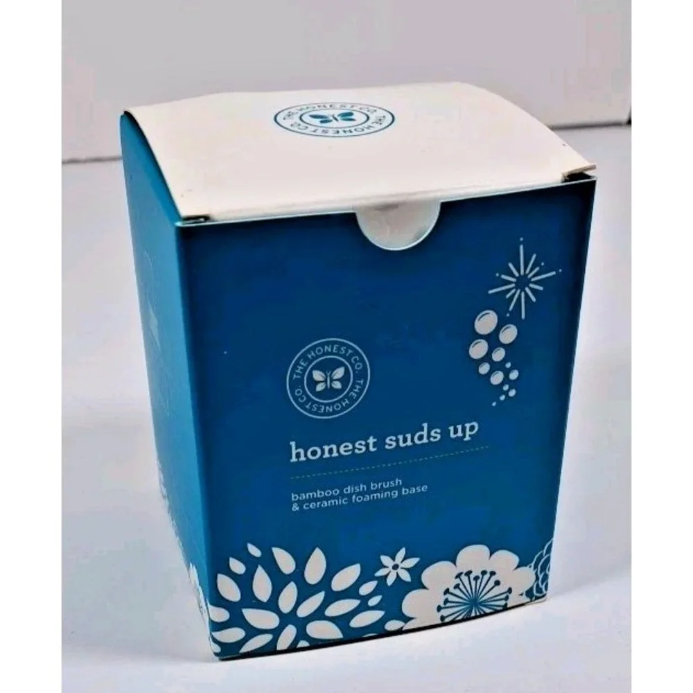 The Honest Co‎ Honest Suds Up Bamboo Dish Brush and Ceramic Foaming Base New